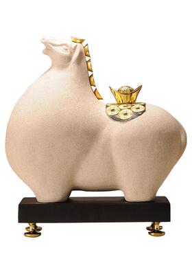 新中式马上有钱办陶室板桌马到成功装饰摆饰新国运马上老中式马瓷