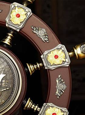 领航船舵摆品件BJ202209木船板舵盘老办公室桌酒柜面装饰公司开业