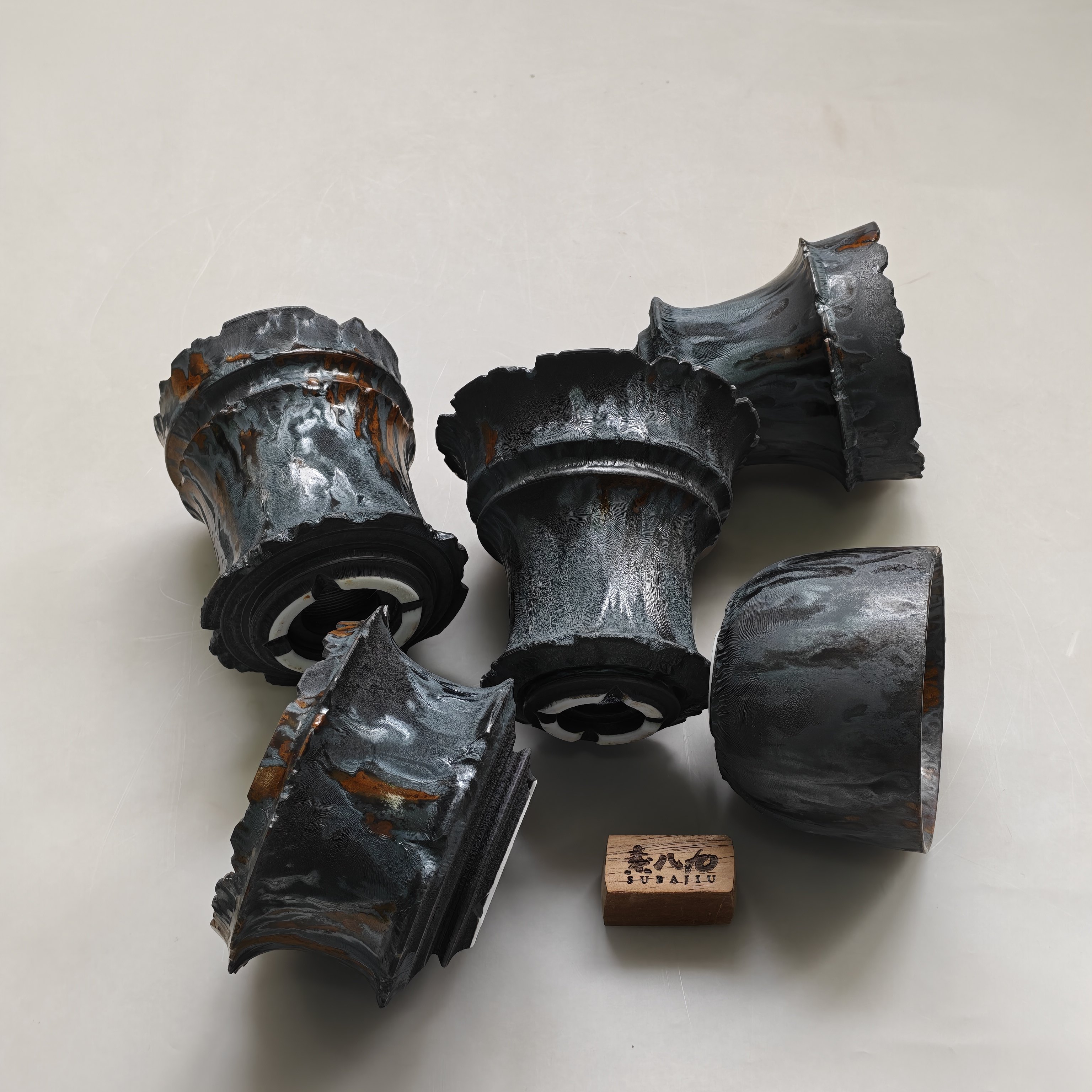 素八九日式复古诧寂风釉手工块根植物龙舌兰布纹阳台陶瓷花盆家用,家居饰品,花盆,淘宝优惠券,粉丝福利购,淘宝优惠卷