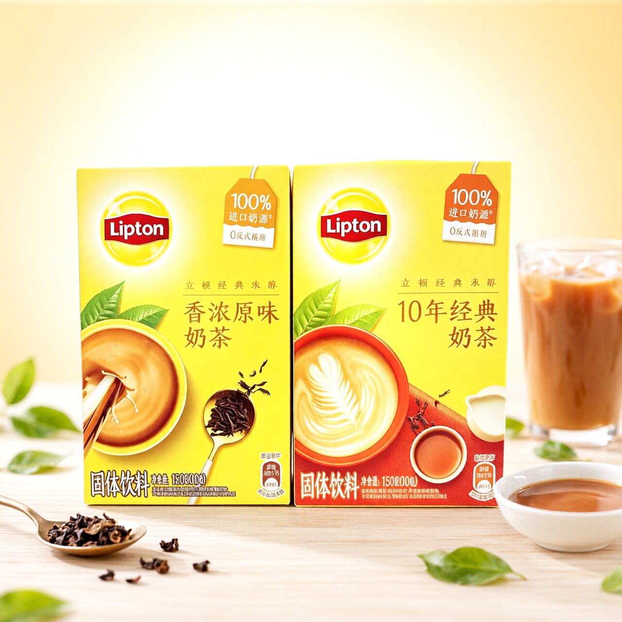 【限用日期2027.8.5】Lipton 香浓原味奶茶、10年经典奶茶150g