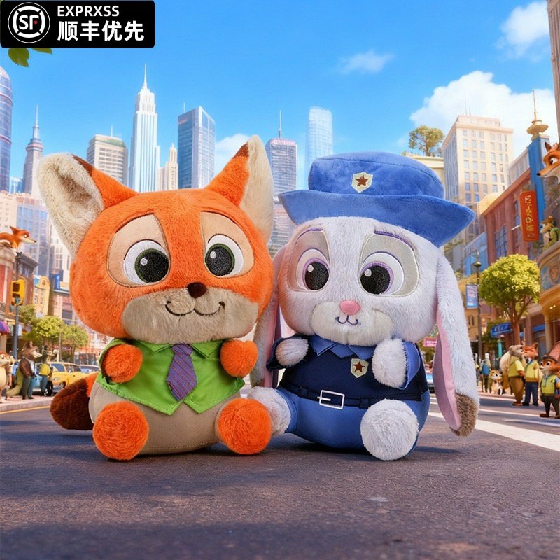 Q版疯狂动物园尼克玩偶朱迪公仔毛绒玩具送女生日礼物抱枕布娃娃