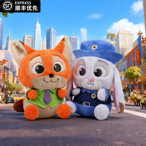 Q版疯狂动物园尼克玩偶朱迪公仔毛绒玩具送女生日礼物抱枕布娃娃