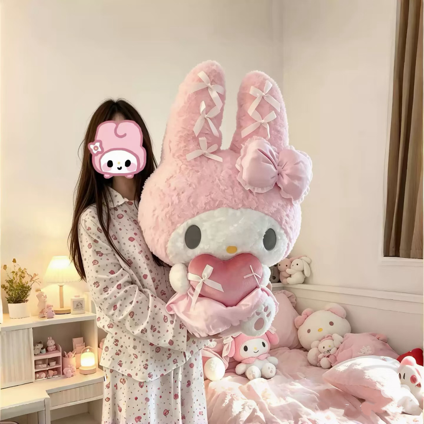 洛丽塔抱心美乐蒂毛绒公仔粉色少女心kt猫玩偶送女友闺蜜生日礼物