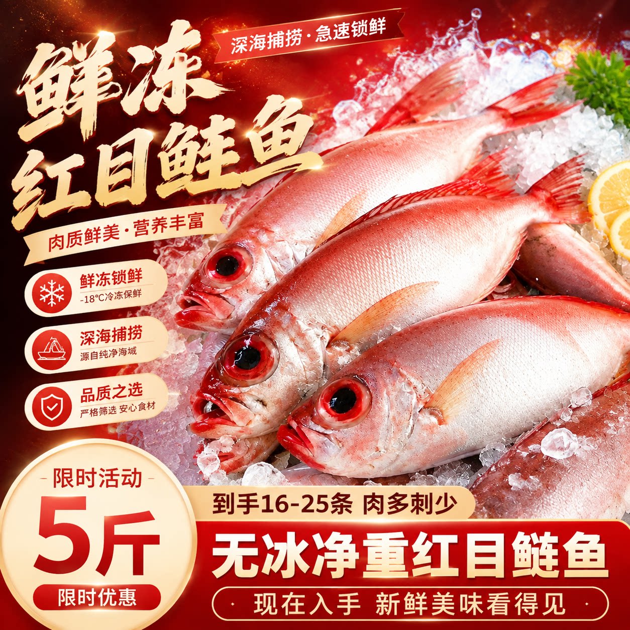 北海新鲜红目鲢鱼包邮