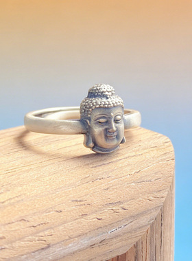 阿弥陀佛泰银开口可调戒指