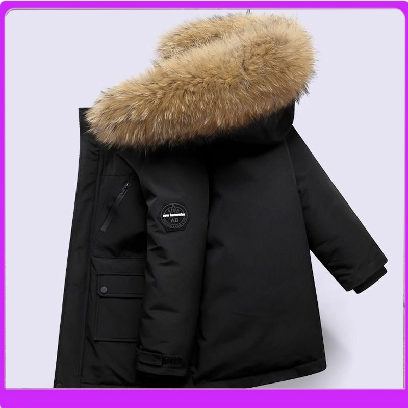 品牌2025冬季新款男童棉服中大童加厚棉袄中长款毛领羽绒棉衣韩版