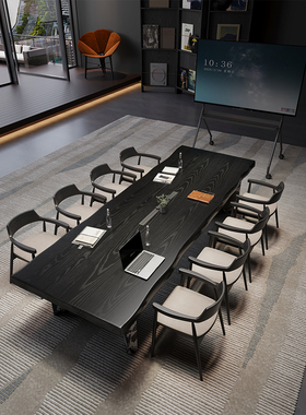 吉赠轻奢实木10人会议桌长桌办公室接待洽谈桌高端阅览室桌椅组合