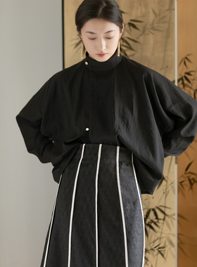 萃CUI 「唐圆领衬衣」国风汉元素改良圆领衫打底原创新中式小众女