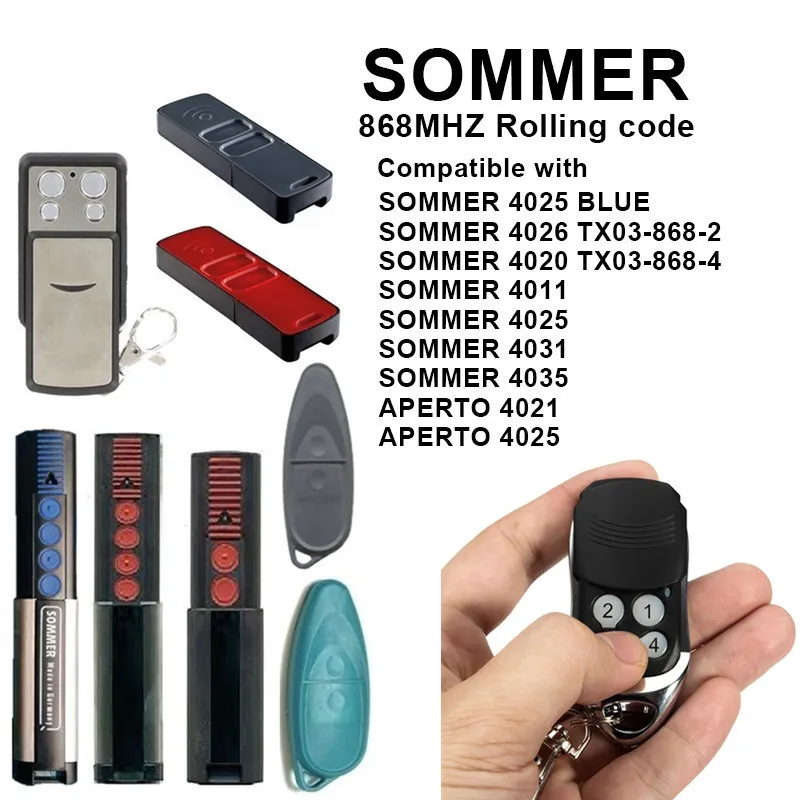 SOMMER 4026 4025, 兼容车库门遥控器 868.35MHz 索玛遥控钥匙