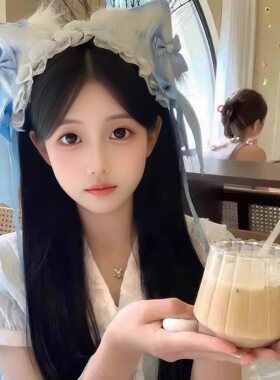 蓝色洛丽塔cos猫耳朵发夹可爱猫娘兽耳蝴蝶结发带高级感少女头饰
