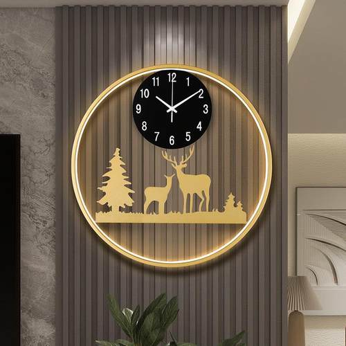 客厅挂钟创意时尚免打孔高级简约新款时钟设计师现代格栅家用钟表