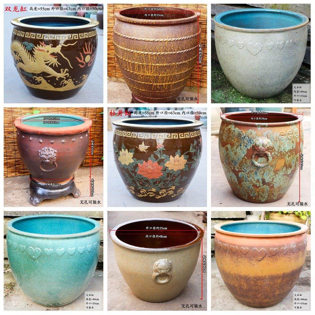 手绘堆花牡丹双龙均陶鱼缸中式养鱼庭院瀑布流水造景陶瓷大水缸,鲜花速递/花卉仿真/绿植园艺,花盆,淘宝优惠券,粉丝福利购,淘宝优惠卷