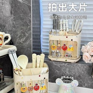 高颜值筷子收纳盒家用筷子筒筷笼台面厨房刀架勺子筷篓沥水置物架