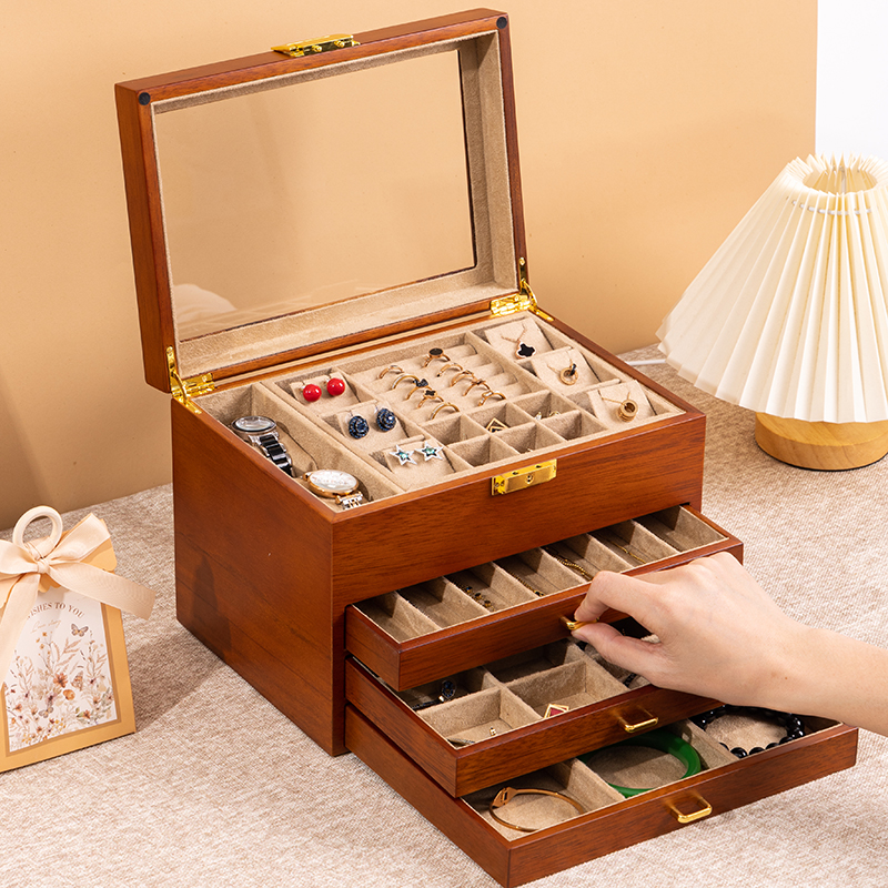 纯实木 五层超大容量全景天窗带锁