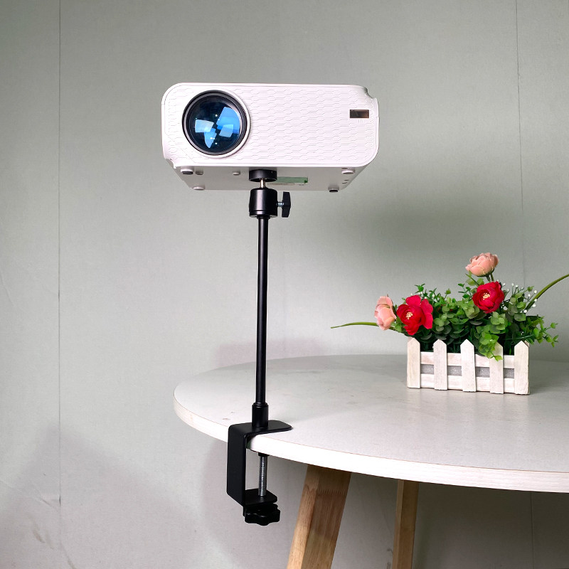 投影仪支架免打孔桌面水平固定架卧室床头夹式木板床柜子万向旋转可仰投投影支撑架
