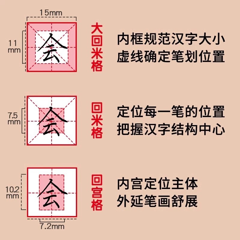 回米格书法纸硬笔回宫格练字钢笔12本24本米字格作品书写
