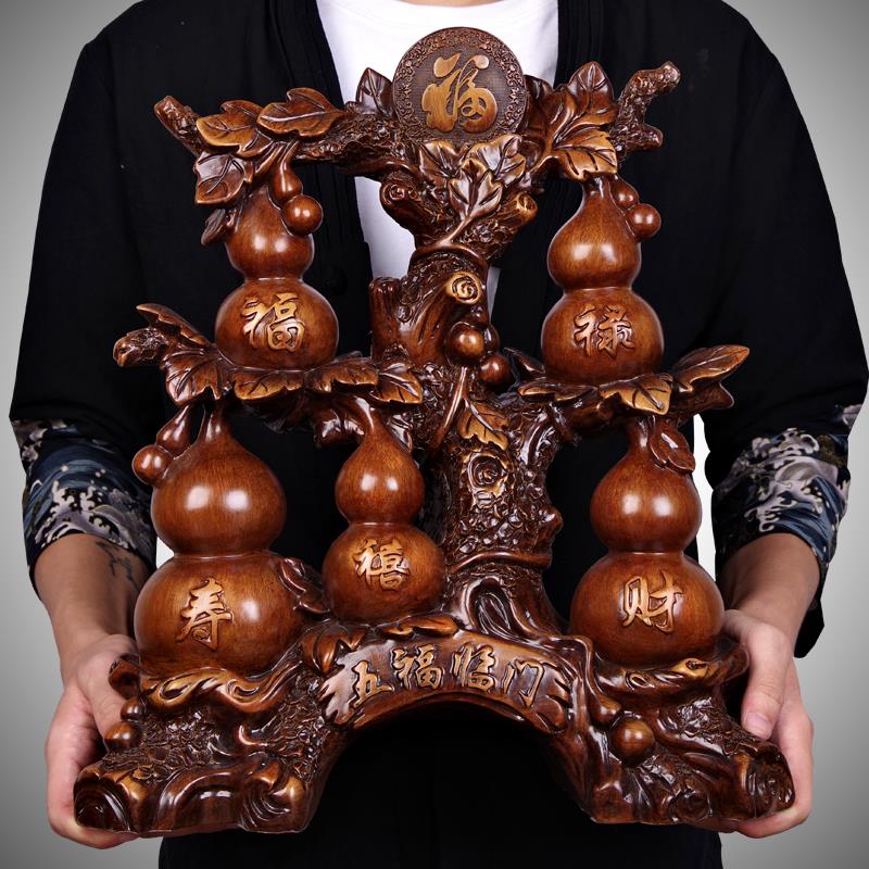 招财五福临门葫芦摆件福禄寿禧财风水客厅玄关酒柜电视柜家居摆设