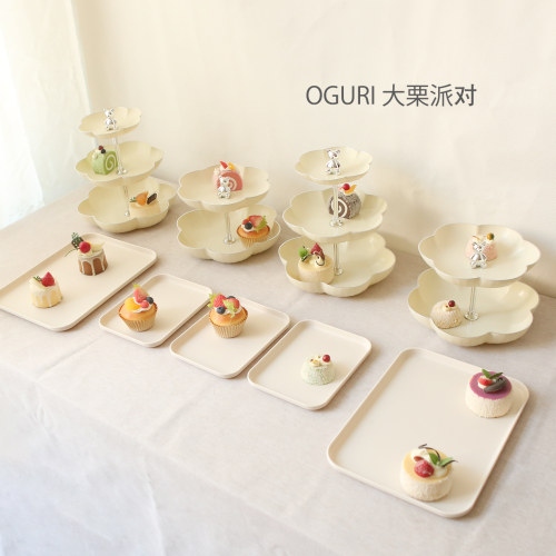 甜品台托盘塑料欧式客厅茶几三层