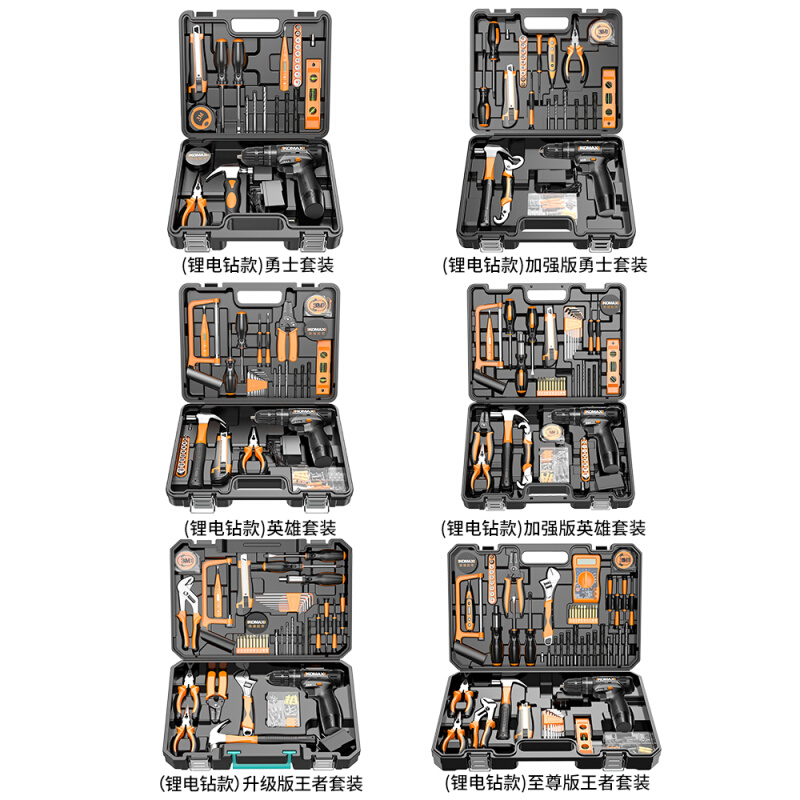 。科麦斯家用电钻电动手工具套装五金电工专用维修多功能工具箱木