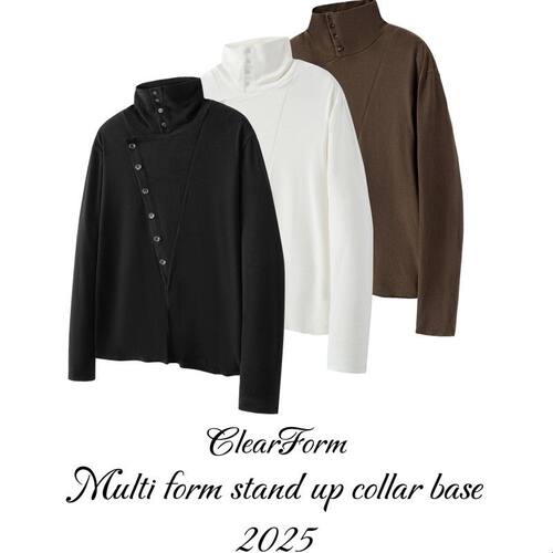 ClearForm「云织」立领可调节不对称裁片卷边秋冬锁温绒感打底衫