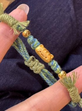 黄金足金999法棍猫咪萌宠转运珠手串手链礼物送女友老婆七夕礼物