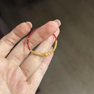 999足金福禄葫芦3D手链女黄金红绳手绳 送宝宝儿童婴儿周岁礼物