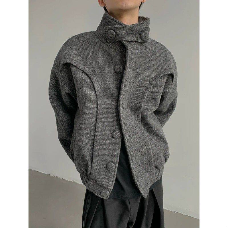 日式立领羊毛外套 适用青少年秋冬穿搭 加厚毛呢休闲外套 MION品