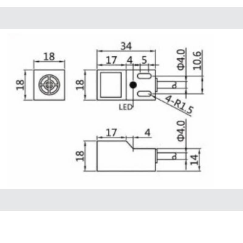 LEIKE雷克方形接近开关DC24V三线NPN常开防水金属传感器PL05-N