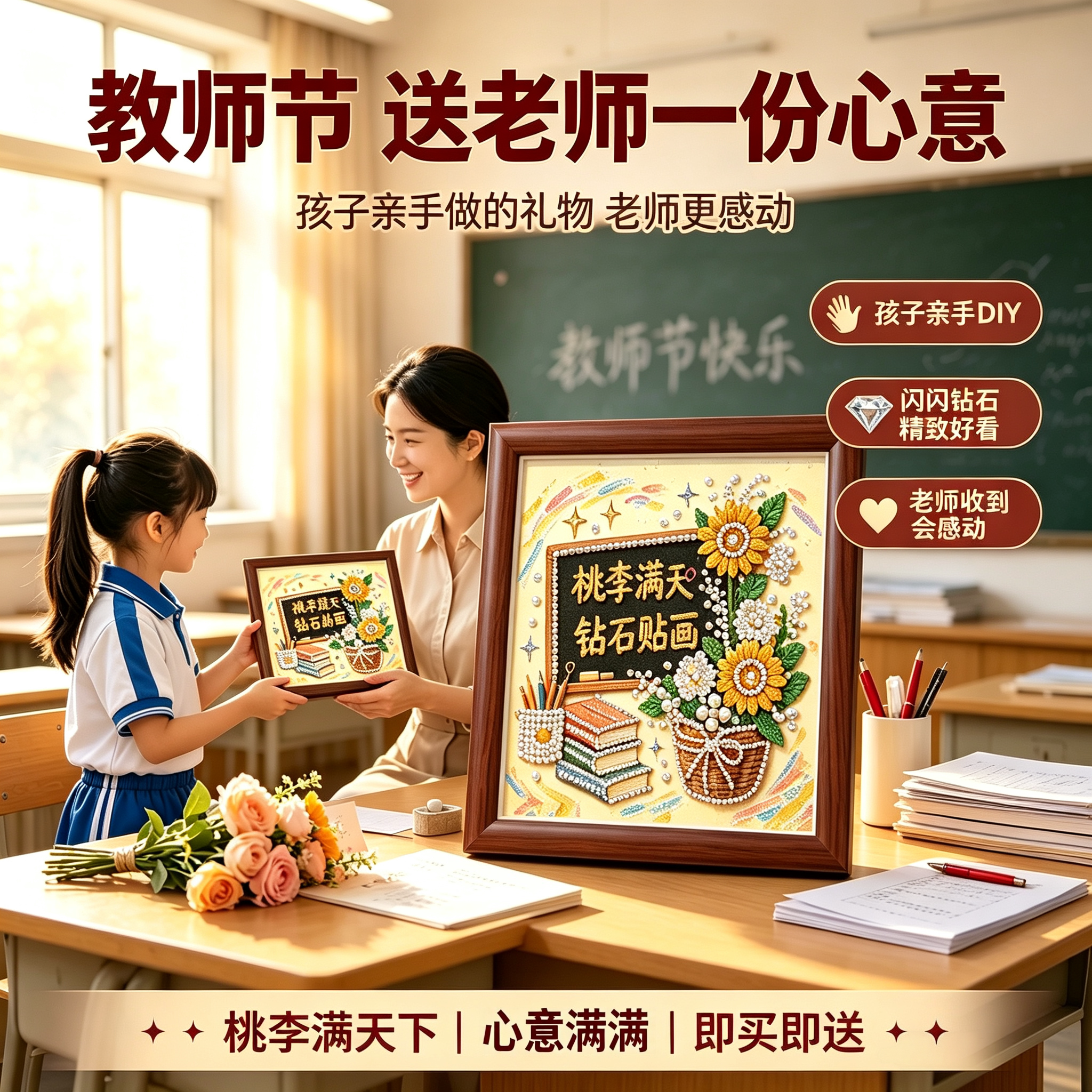 教师节礼物DIY珍珠钻石画材料包