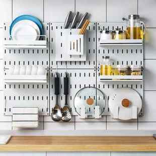 免打孔洞洞板墙壁厨房墙上置物架搁板壁挂收纳挂钩架家用用品大全