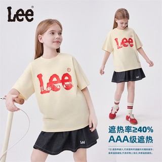 Lee童装字母印花短袖T恤男女童2025年夏季新款休闲宽松体恤上衣