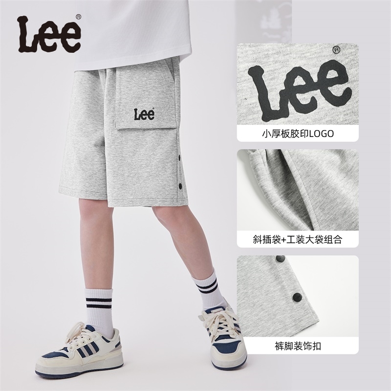 lee儿童裤子2025新款男孩时尚休闲短裤五分裤子夏天薄款花灰色