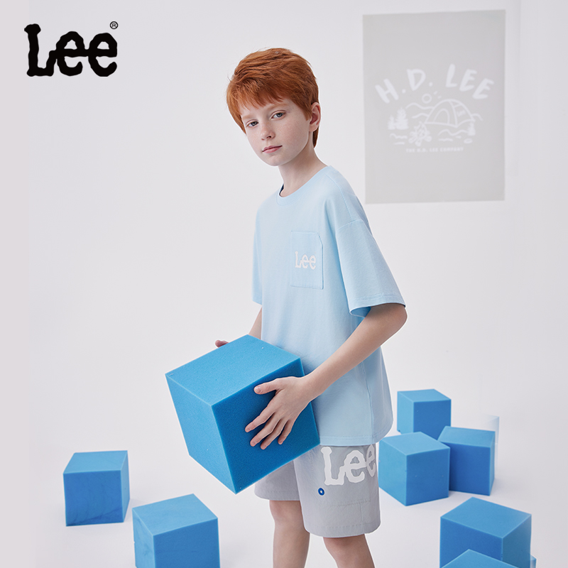 lee凉感短袖体恤男女童装2025年新款休闲白色T恤上衣小孩衣服薄款
