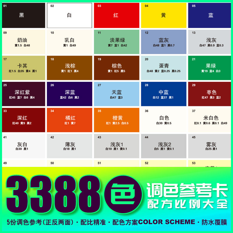调色卡配方比例色卡大全