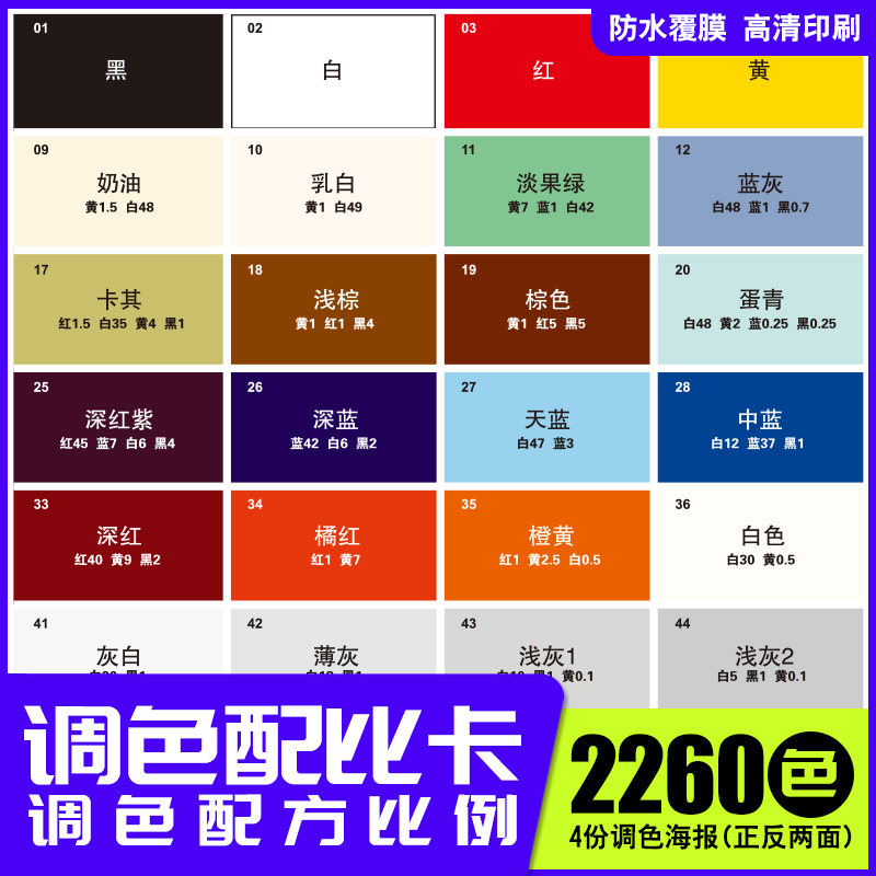 调色卡配方比例色卡大全