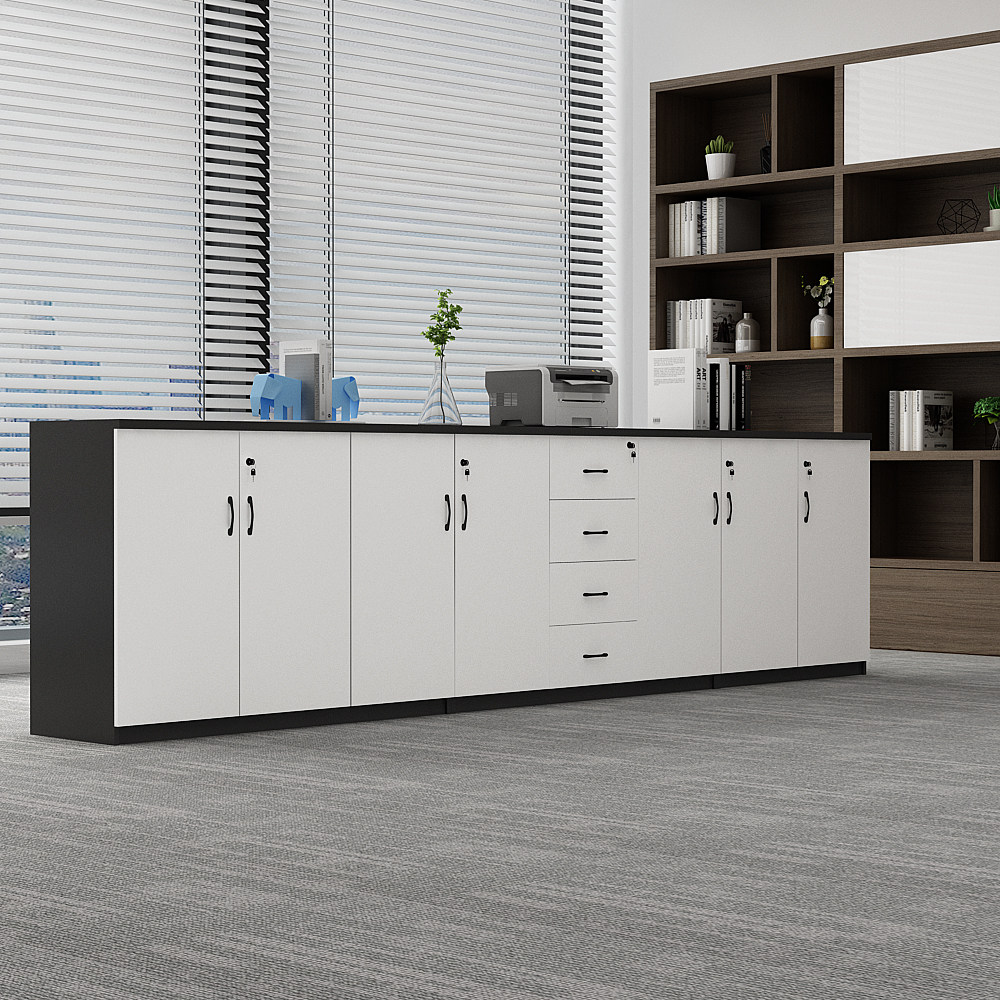 办公室文件柜木质隔断柜带锁储物柜资料收纳柜落地柜茶水柜矮柜子