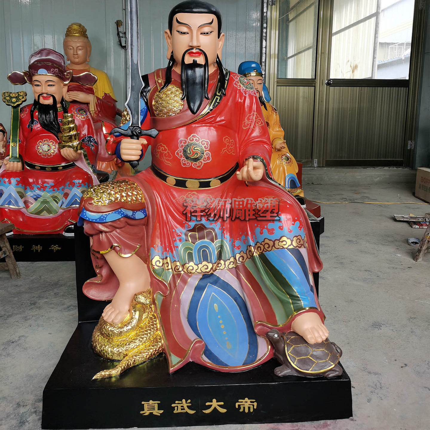 纯铜彩绘真武大帝神像大型摆件