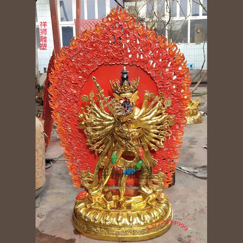 祥狮藏佛尼泊尔密宗纯铜时轮金刚佛像藏传双身像护法铜摆件批发