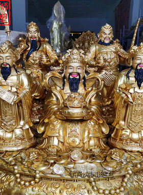 纯黄铜铸造大型五路财神佛像定制