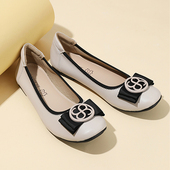 EVERBEST新款 女户外 饰皮面平底鞋 圆头单鞋 外穿百搭浅口简约徽标装