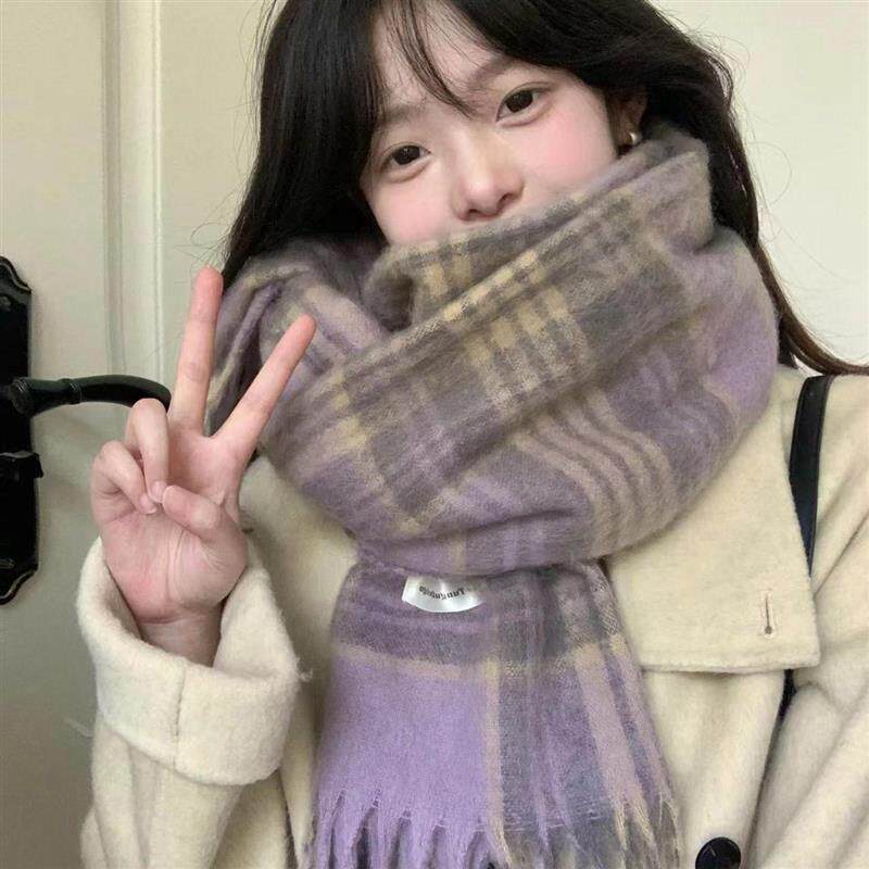 围巾女款2025新款冬季百搭格子氛围感加厚长款披肩保暖围脖女学生