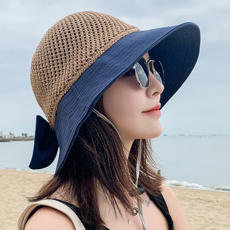 防晒帽子太阳帽遮阳帽渔夫帽草帽遮脸女士冬季冬季镂空防紫外线帽