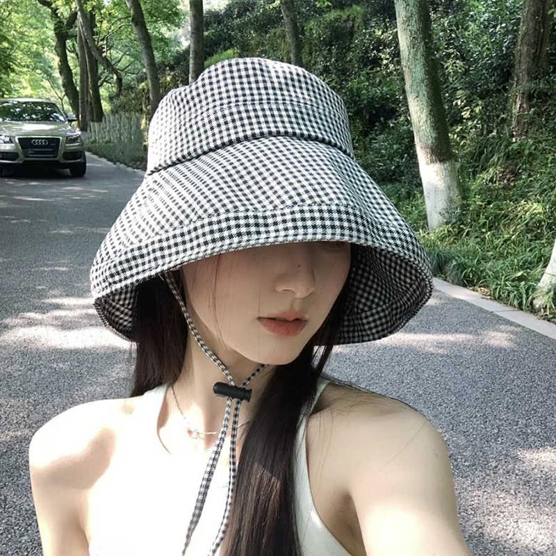 防晒帽子遮阳帽女士女款太阳帽2026款网红款大头围大檐户外渔夫帽