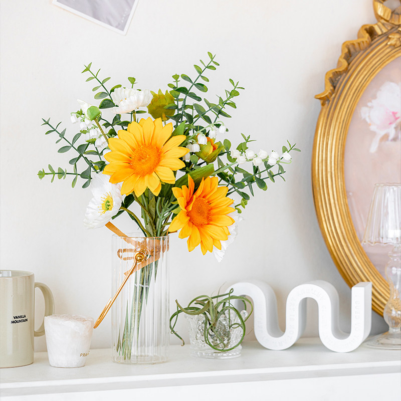 roomtour向日葵仿真花手捧花花束仿生花假花摆设客厅干花插花摆件