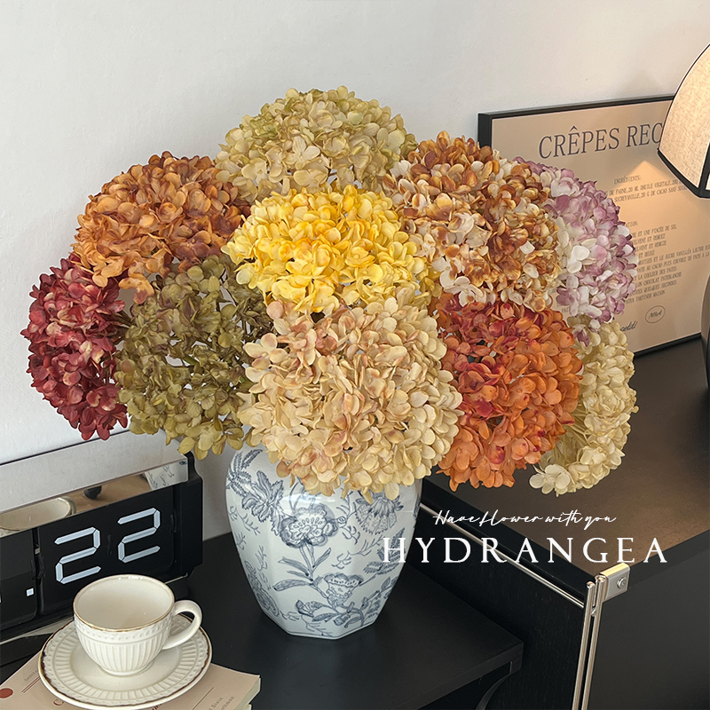 烤边绣球花仿真花花束