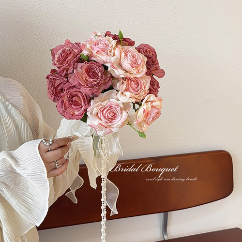 新娘玫瑰手捧花仿真花假花花束