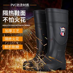 雨鞋军登钢头钢底防砸防刺工地军工耐磨超厚劳保套鞋男款安全靴