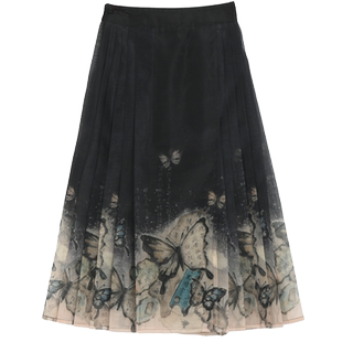 锦灰堆森女部落原创八分中长款YKK可调节新中式国风设计感马面裙