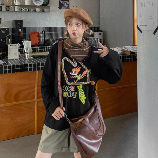 女装 朱迪尼克森女部落原创T恤春季 上衣女上衣2025年新款 长袖 新款