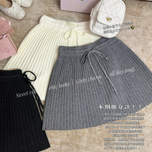 森女部落学院风多色百搭高腰针织半身裙女2025新款 显瘦A字短裙冬